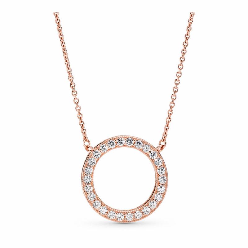 Pandora Circle Of Sparkle Necklace - Pandora Rose/Cubic Zirconia - Canada | AJ4240PH